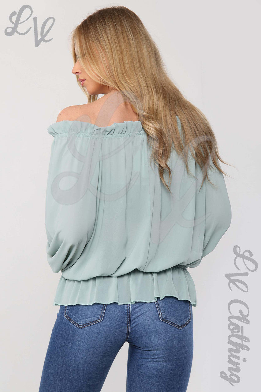 Ladies Frill Hem & Sleeve Blouse Tiffany - Unit Price Was £11.99
