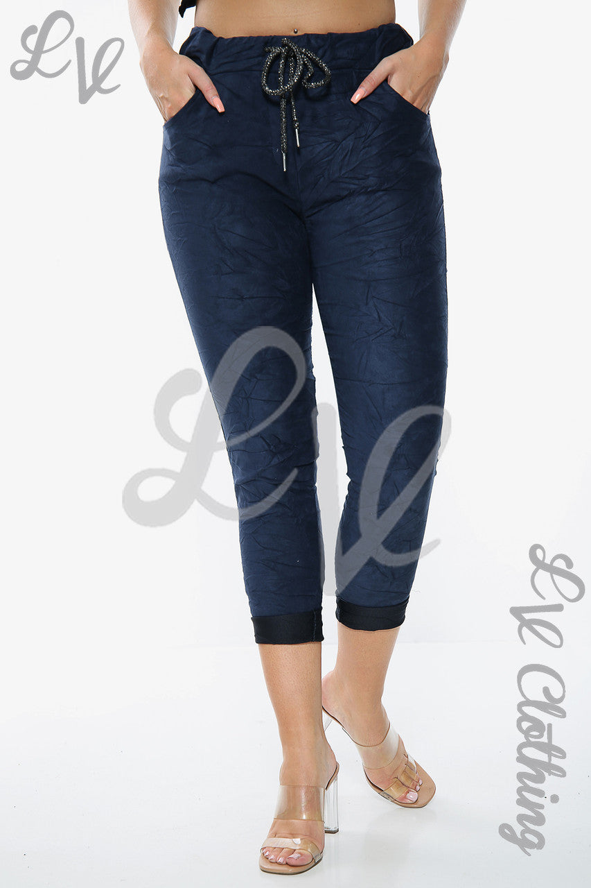Ladies Suede Look Jogging Style Pants Navy Unit Price £10.99