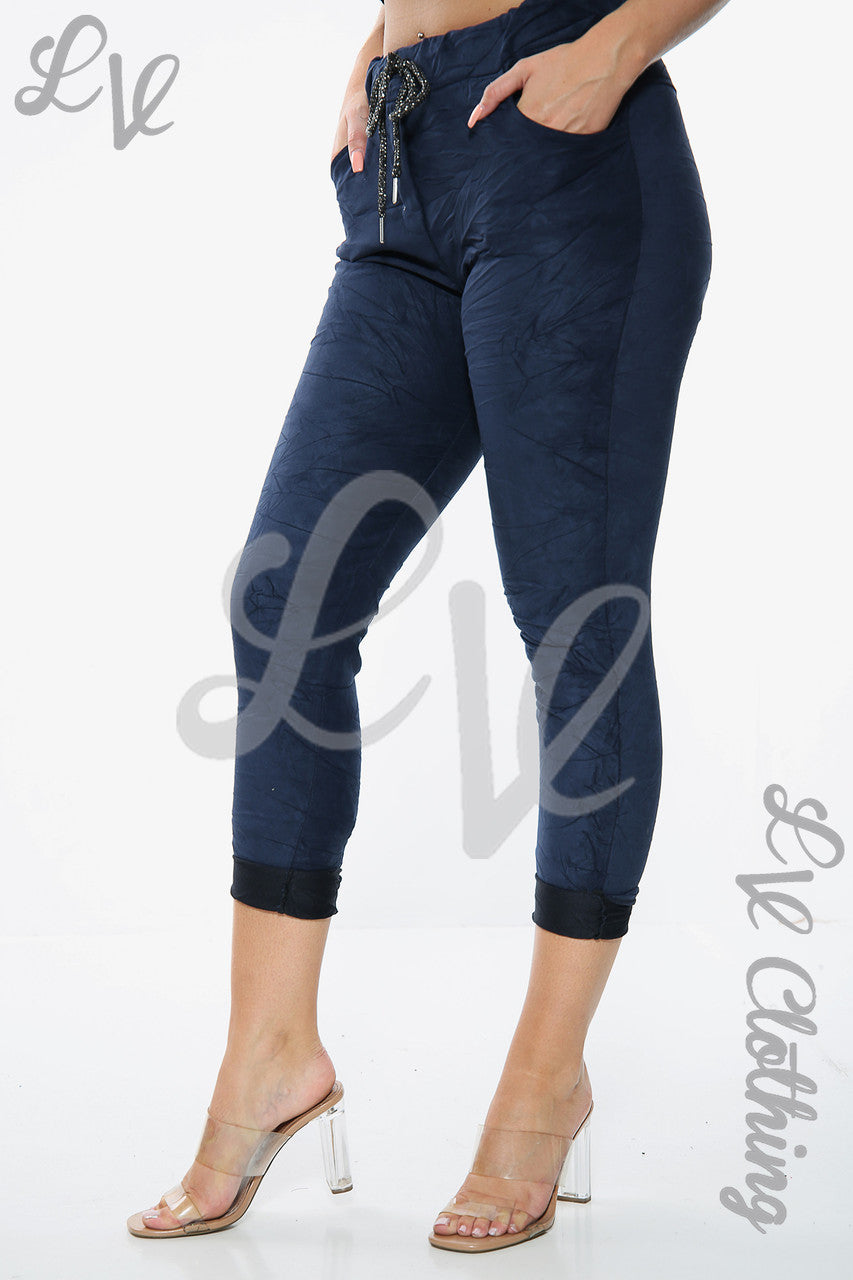 Ladies Suede Look Jogging Style Pants Navy Unit Price £10.99