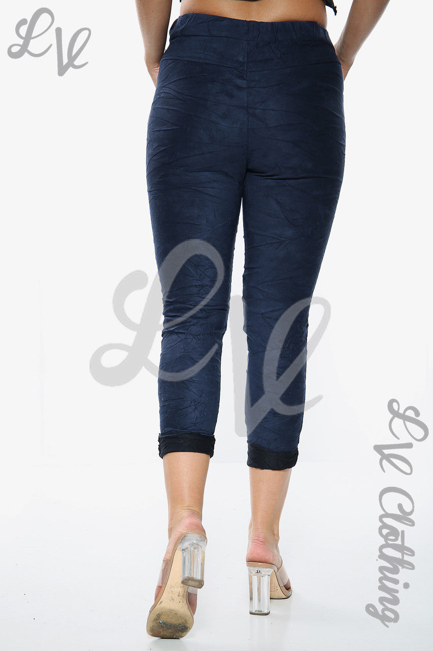 Ladies Suede Look Jogging Style Pants Navy Unit Price £10.99