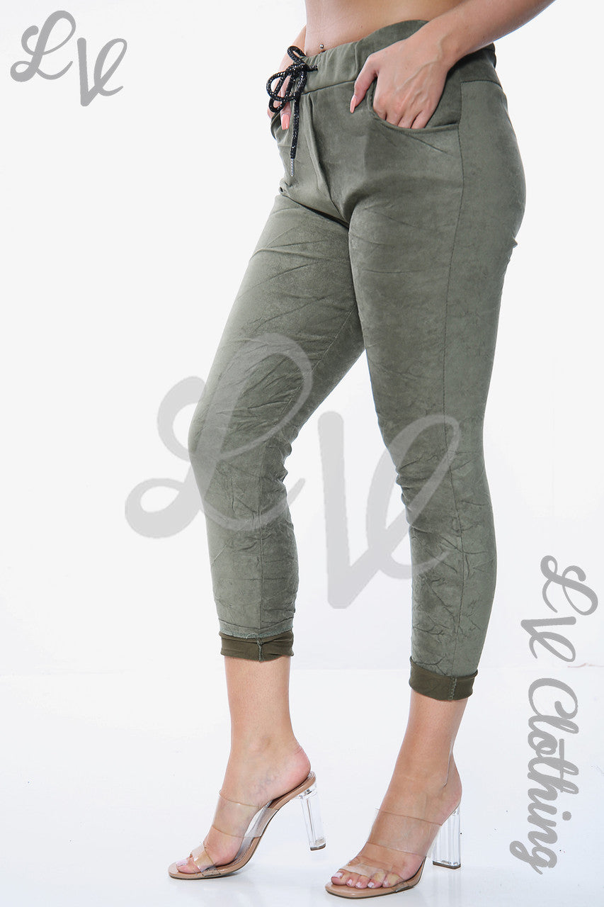 Dames joggingbroek suèdelook khaki eenheidsprijs € 13,99