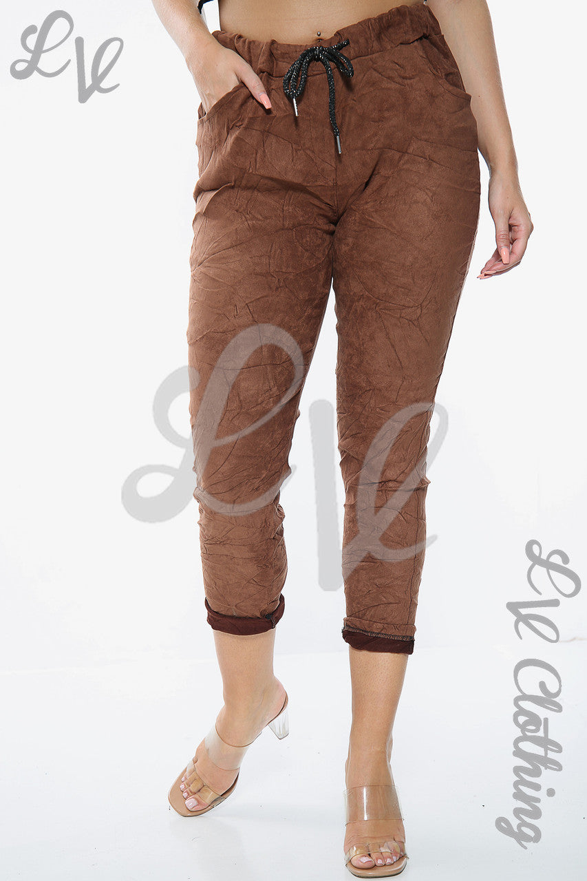 Dames joggingbroek van suèdelook, bruin, eenheidsprijs € 13,99