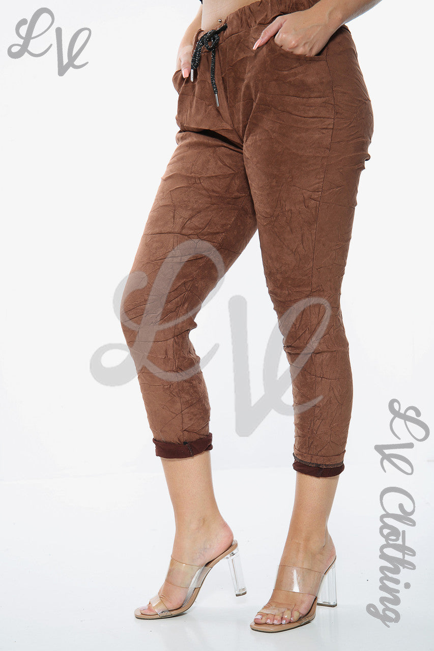 Dames joggingbroek van suèdelook, bruin, eenheidsprijs € 13,99