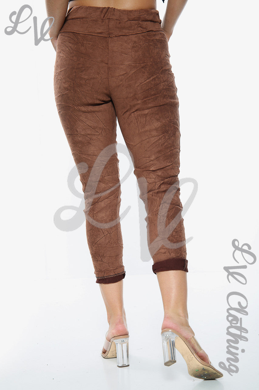Dames joggingbroek van suèdelook, bruin, eenheidsprijs € 13,99