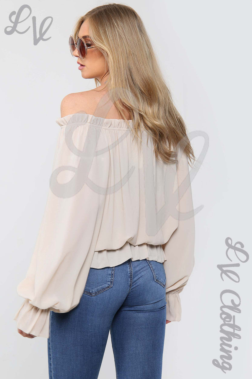 Ladies Frill Hem & Sleeve Blouse Cream - Unit Price Was £7.99