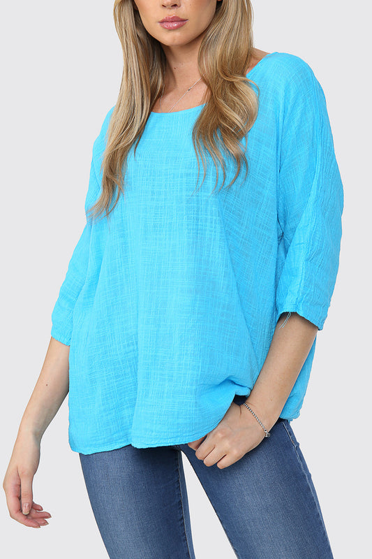 PLAIN BOXY TOP TURQUOISE