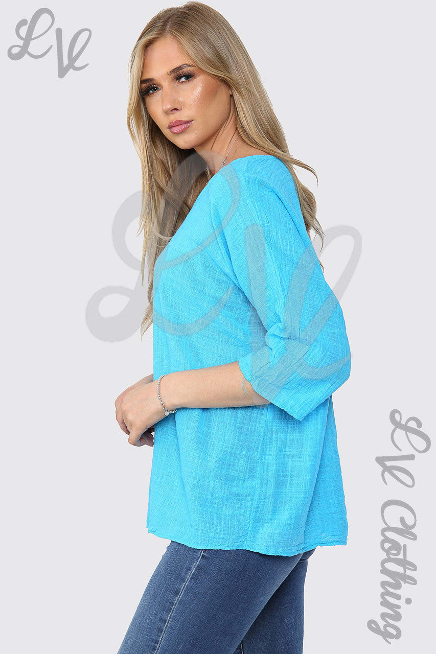 EFFEN RECHT VALLENDE TOP TURQUOISE