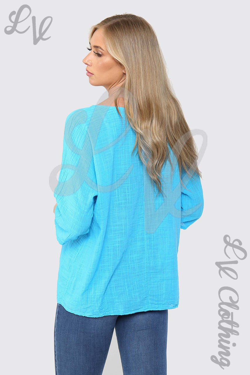 EFFEN RECHT VALLENDE TOP TURQUOISE