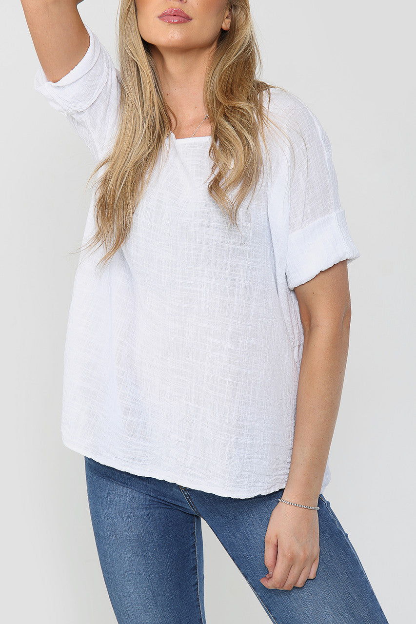 Effen boxy top wit