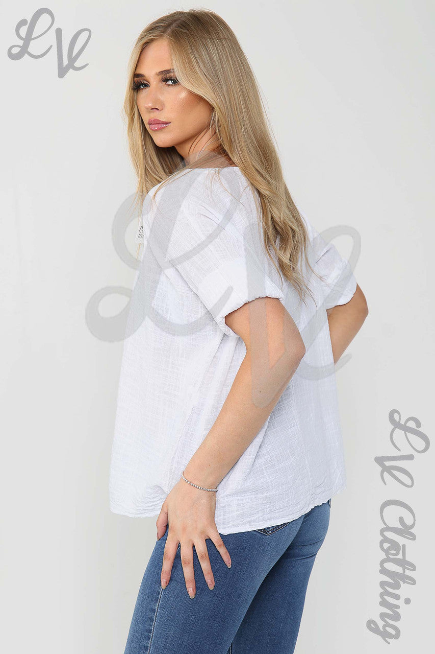 Effen boxy top wit