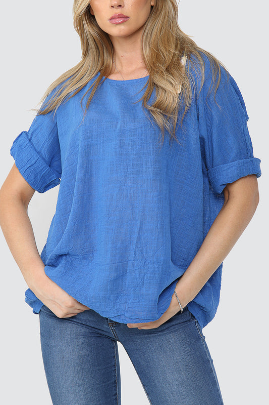 PLAIN BOXY TOP ROYAL BLUE