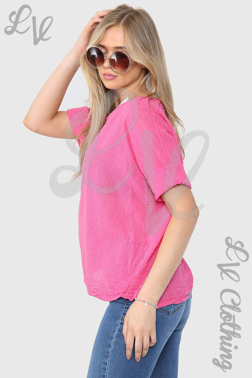 Effen boxy top cerise