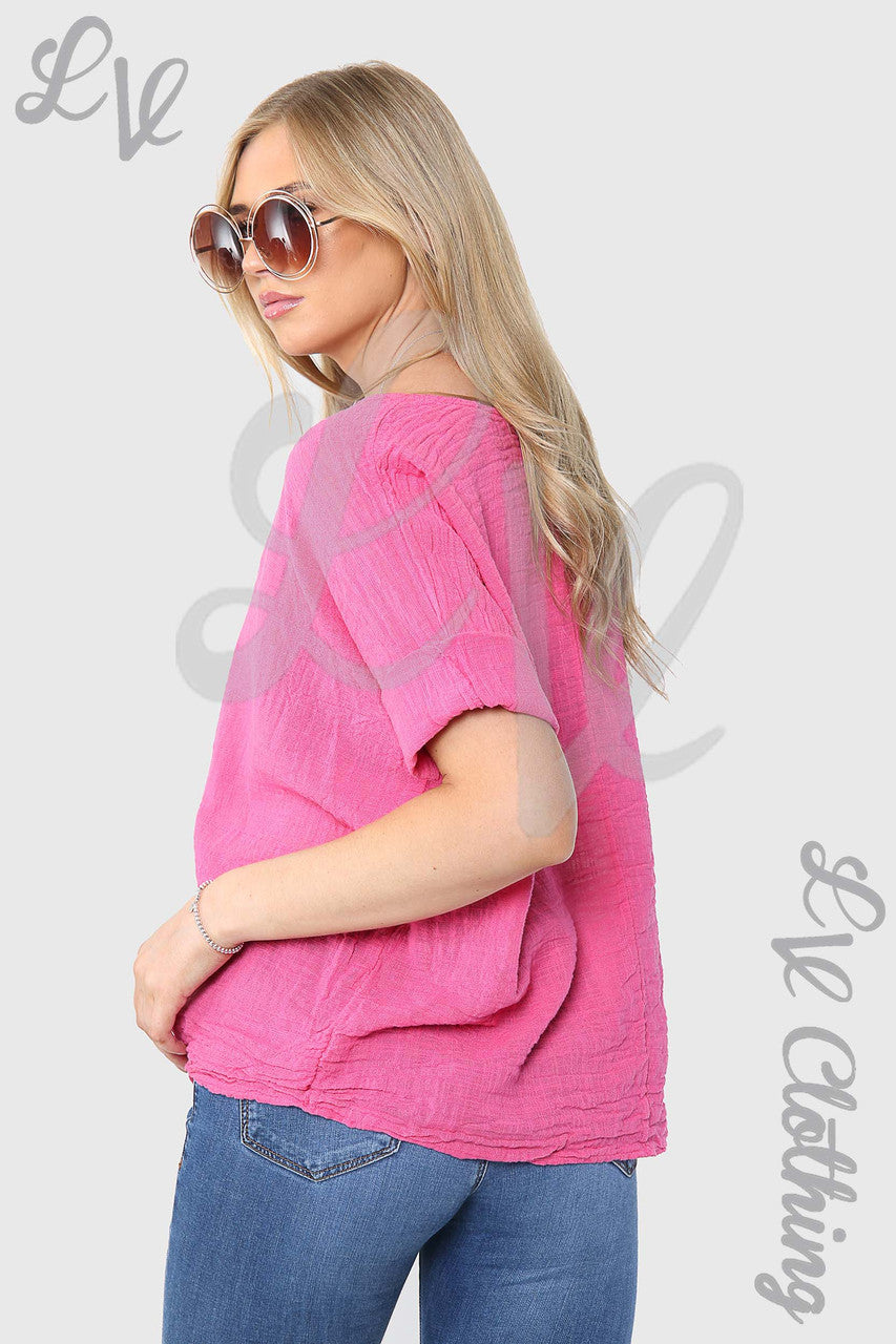 Effen boxy top cerise