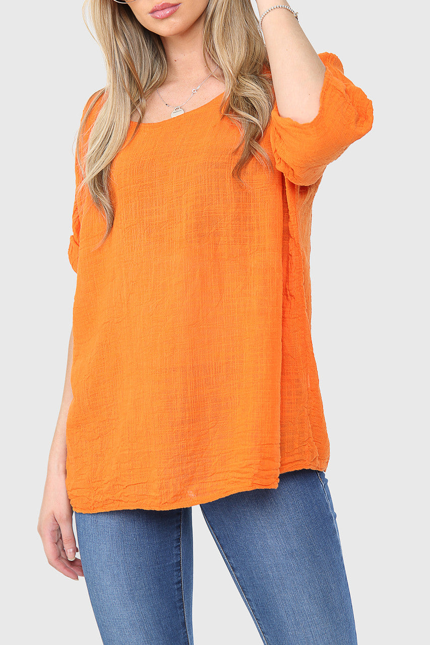 Effen rechte top oranje