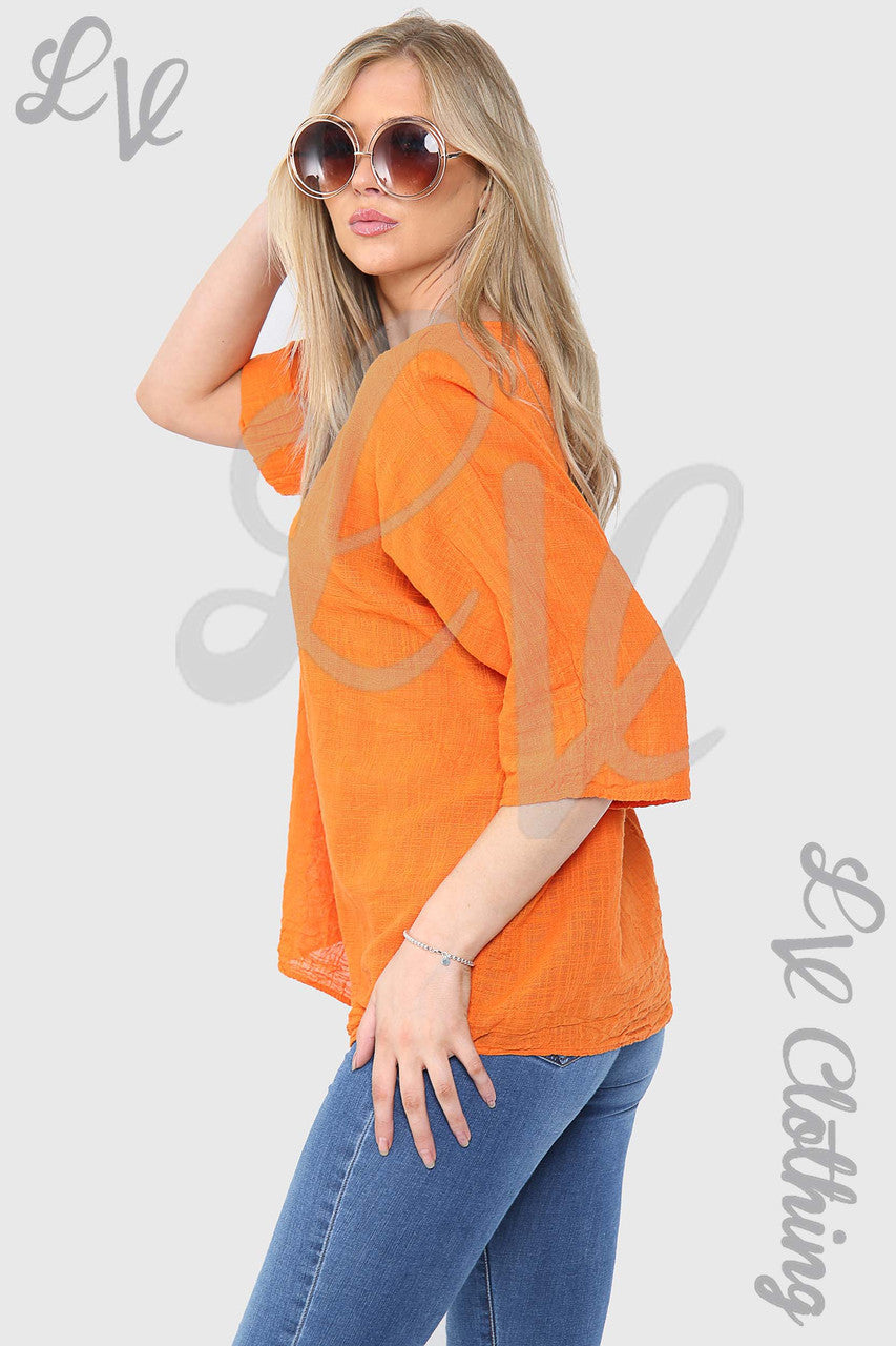Effen rechte top oranje