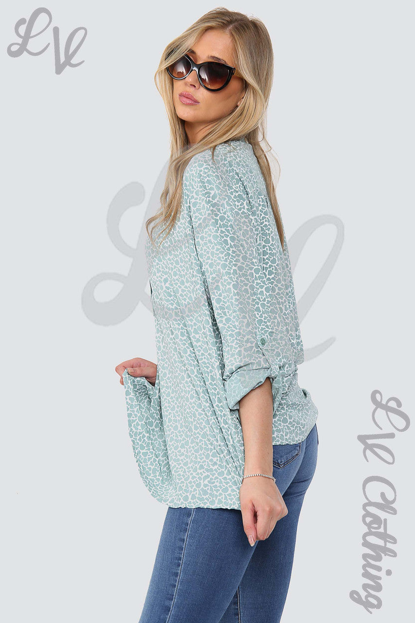 Ladies Giraffe Print Grandad Style Blouse Shirt Tiffany - Unit Price £12.99