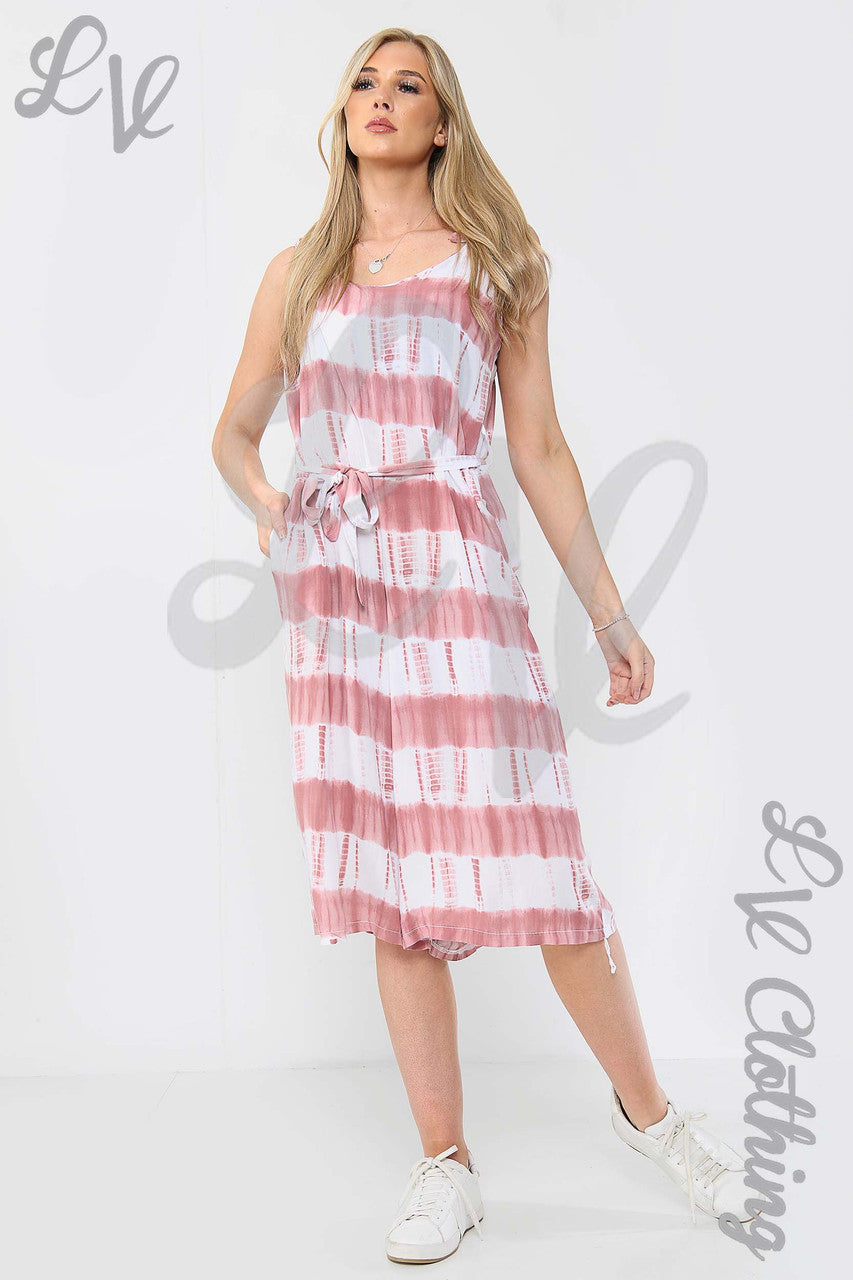 Dames Tie-Dye Jumpsuit met Ceintuur Roze - Stukprijs €10,99