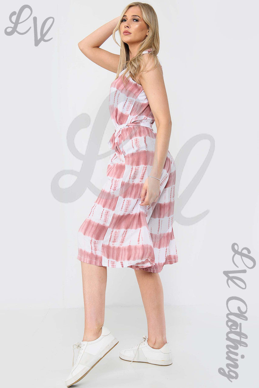 Dames Tie-Dye Jumpsuit met Ceintuur Roze - Stukprijs €10,99