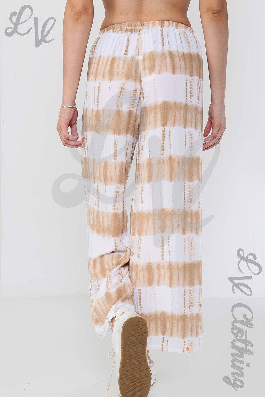 Ladies Tie Dye Culottes Trousers Stone - Unit Price £8.99