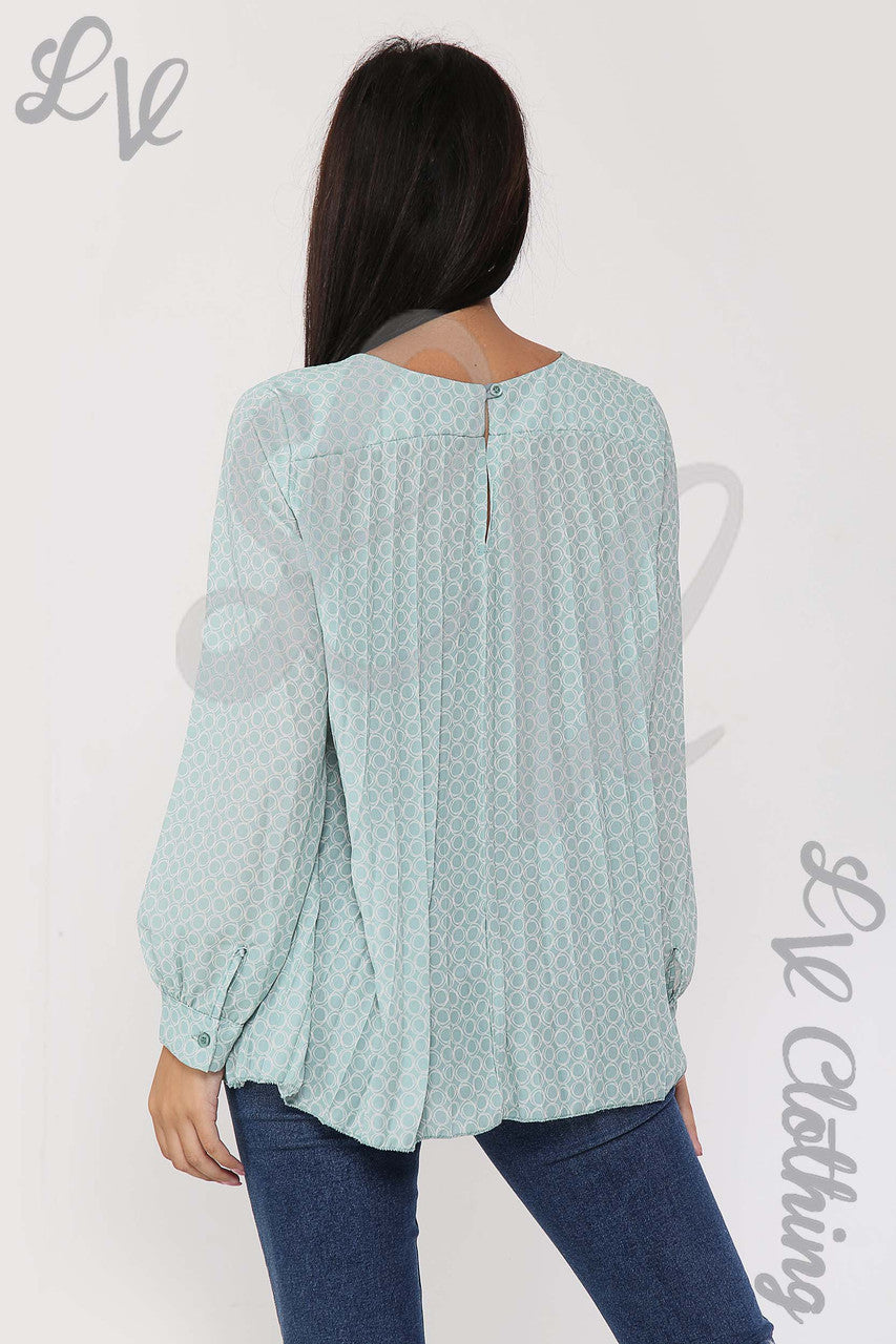 Ladies Circle Print Pleated Blouse Tiffany - Unit Price Was £9.99