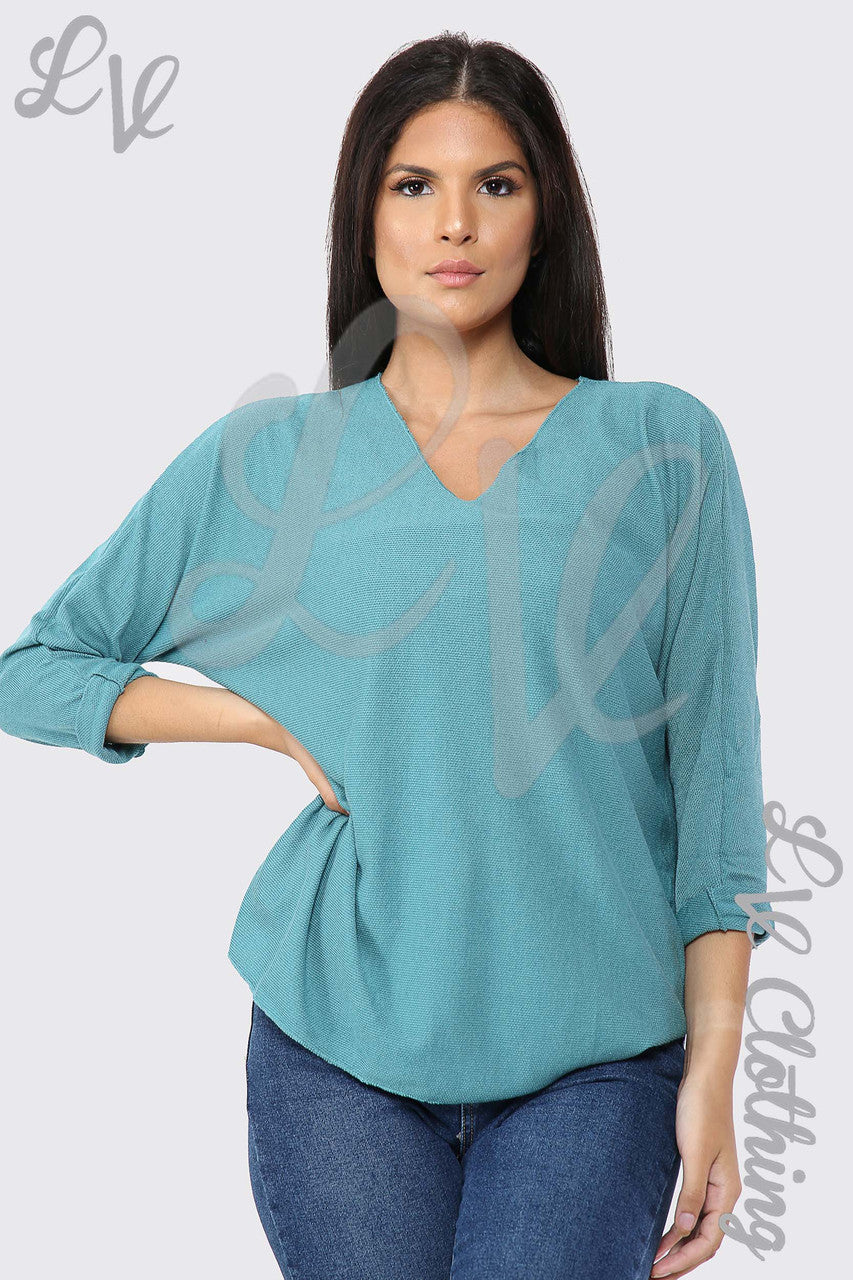 Ladies V-Neck Fine Knit Top Tiffany - Unit Price £12.99