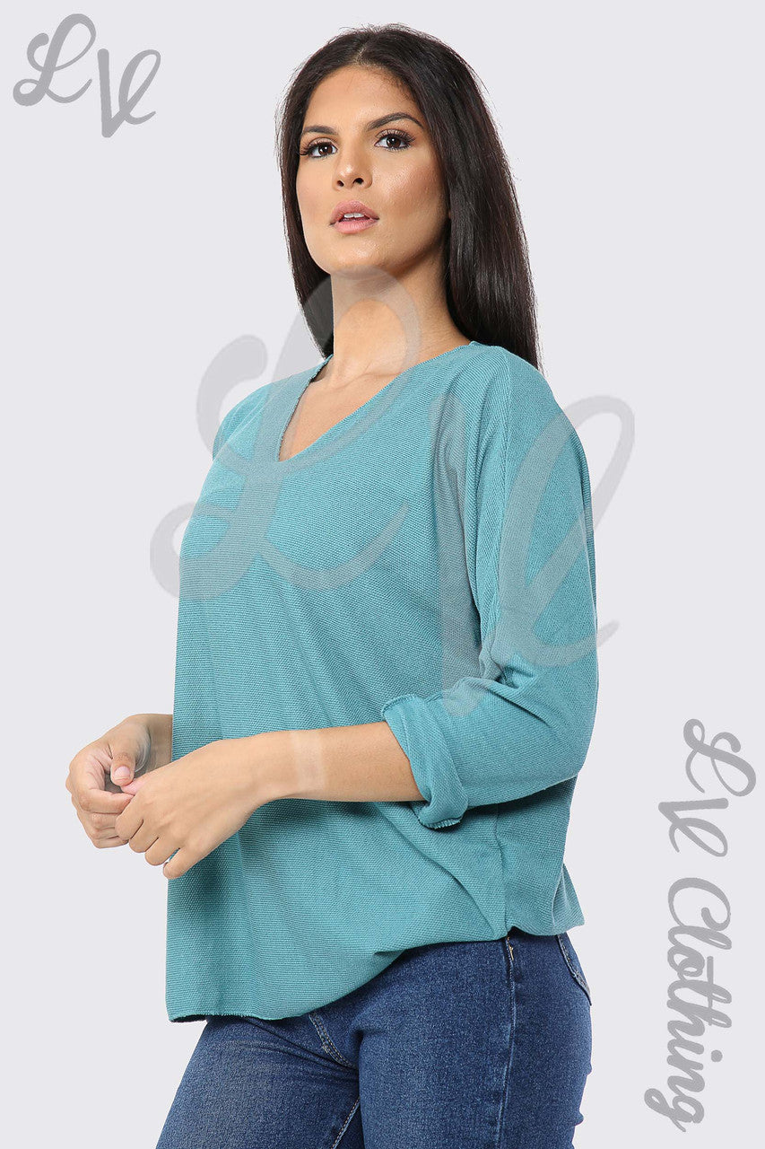 Ladies V-Neck Fine Knit Top Tiffany - Unit Price £12.99