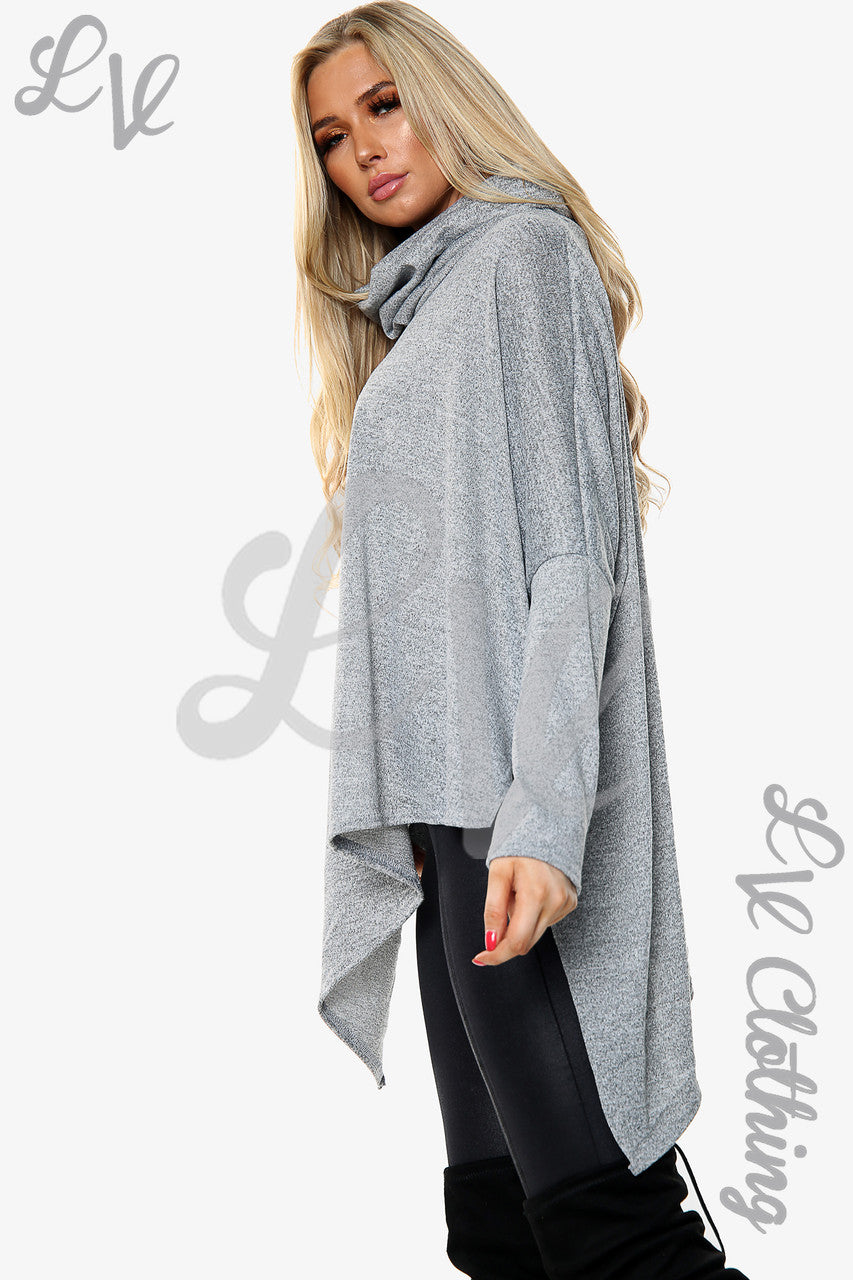 Ladies Cowl Neck Marl Top Silver Unit Price £11.99