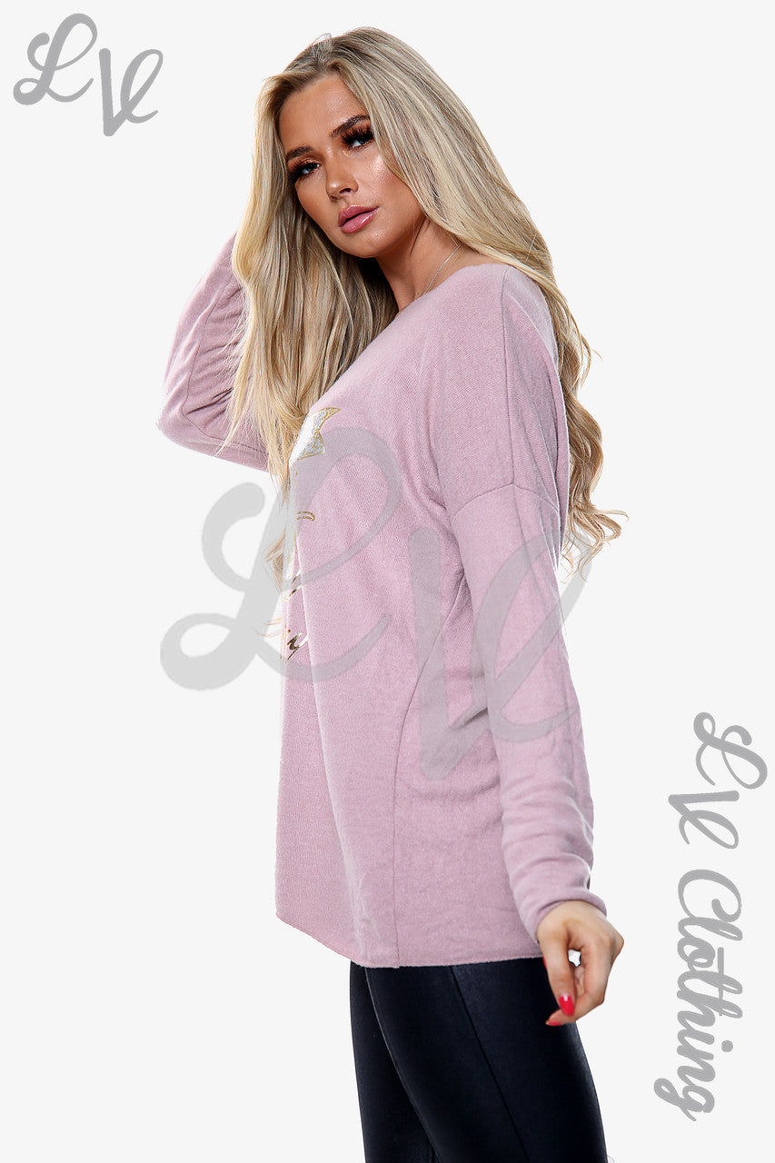 Dames Gebreide Trui met Kattenprint Stofroze Stukprijs €13,99