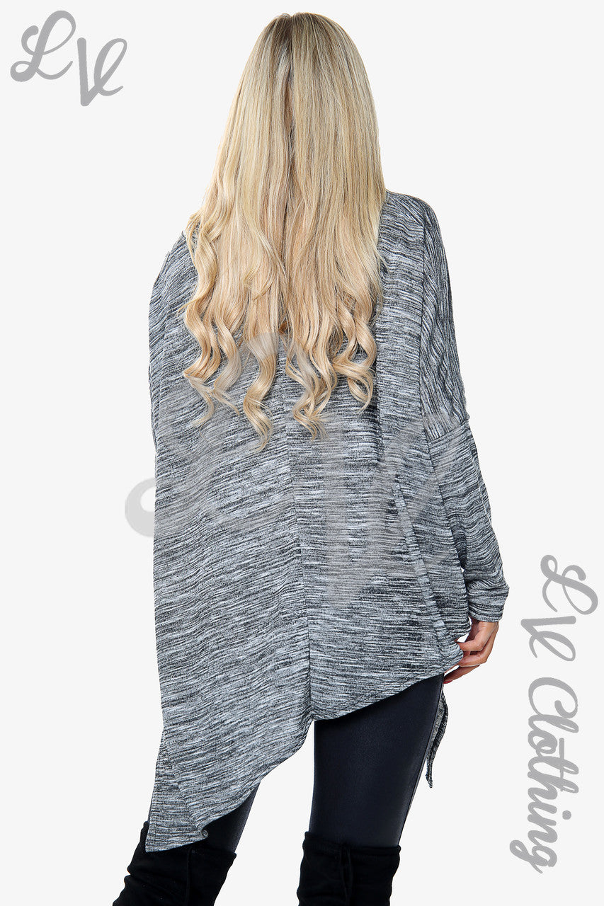 Ladies Cowl Neck Marl Top Grey Unit Price £11.99
