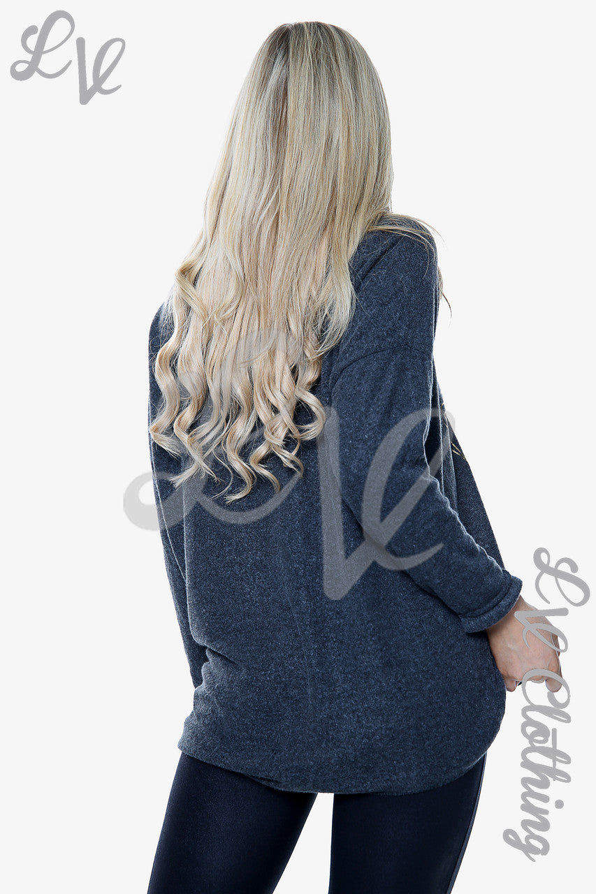 Dames gebreide trui met kattenprint antraciet Prijs per stuk £13,99
