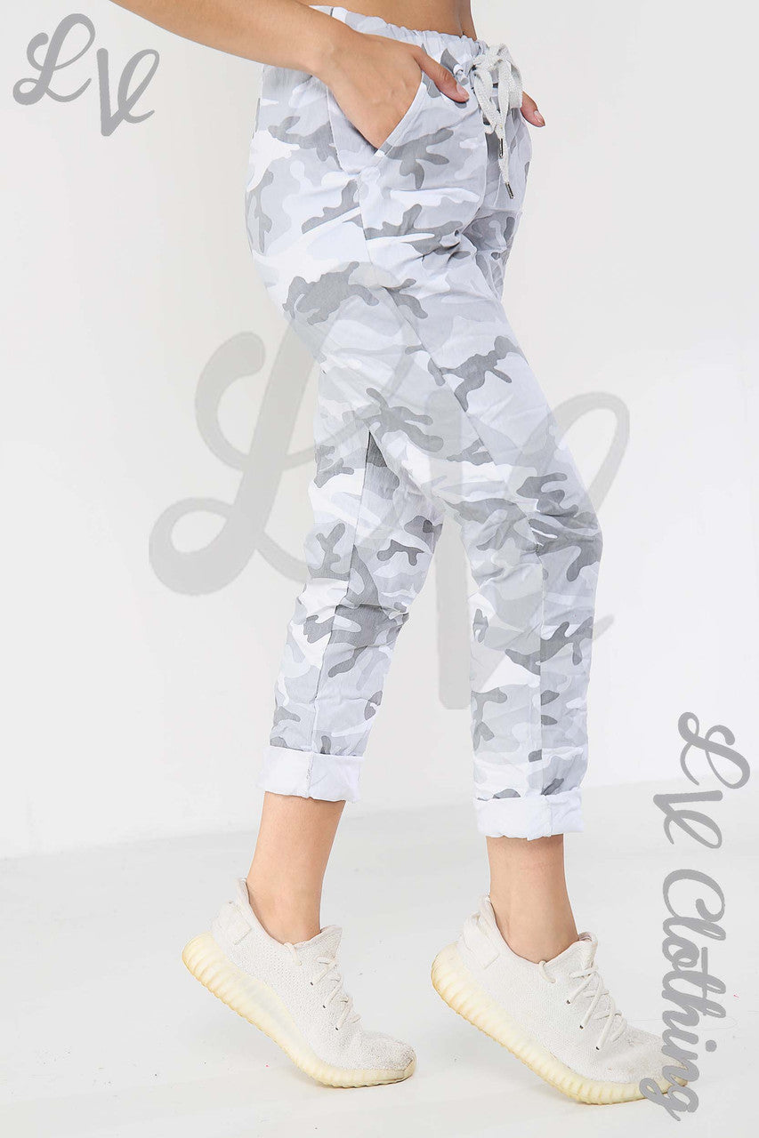 Ladies Camouflage Print Magic Trousers Grey - Unit Price £9.99