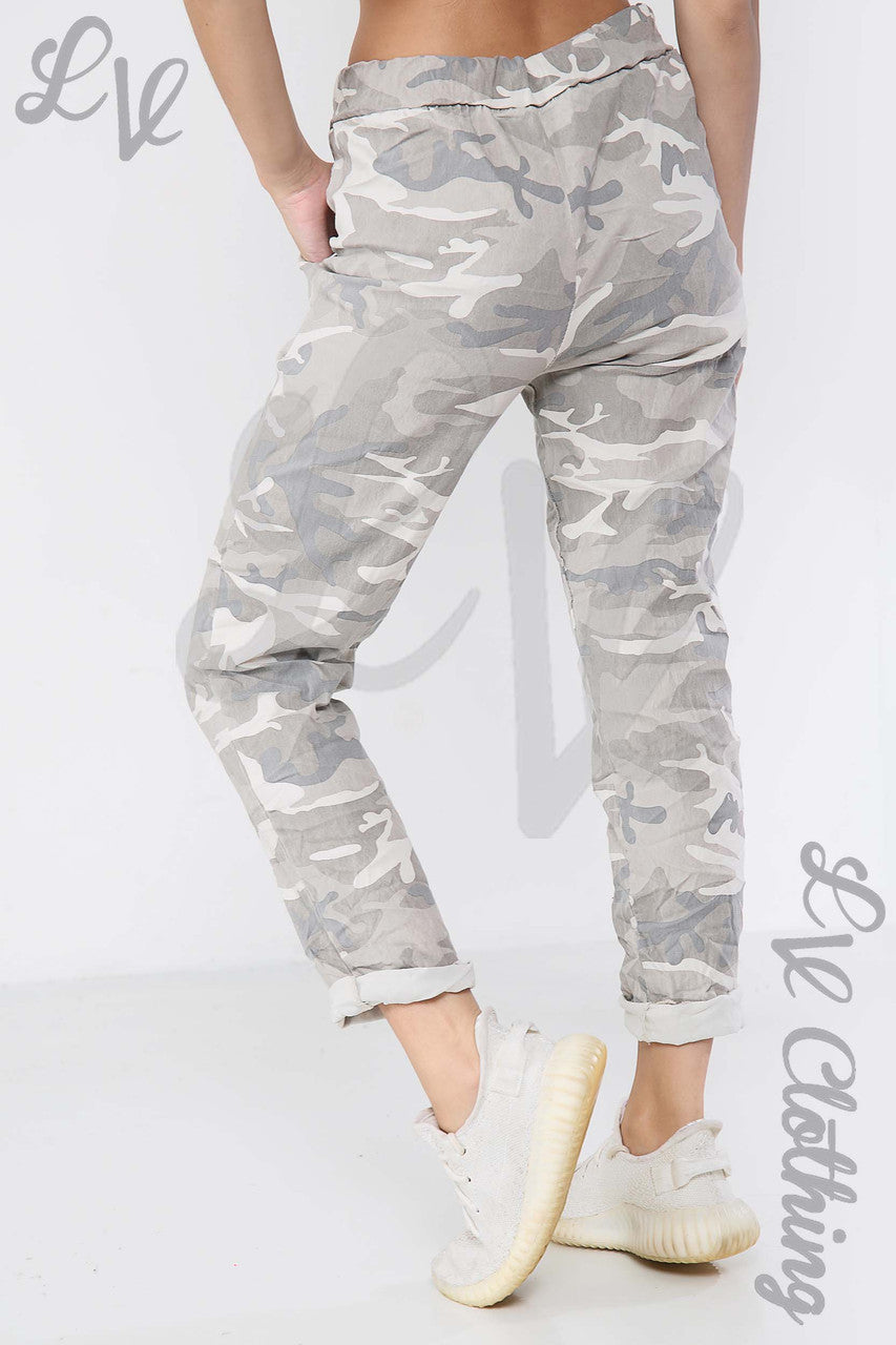 Ladies Camouflage Print Magic Trousers Stone - Unit Price £9.99