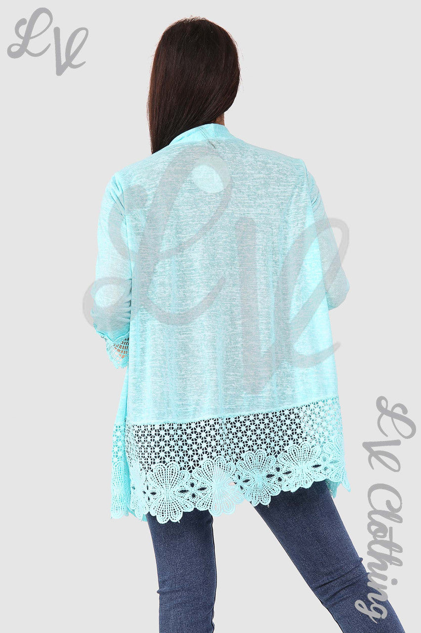 Ladies Lace Floral Border Design Cardigan Tiffany - Unit Price £12.99