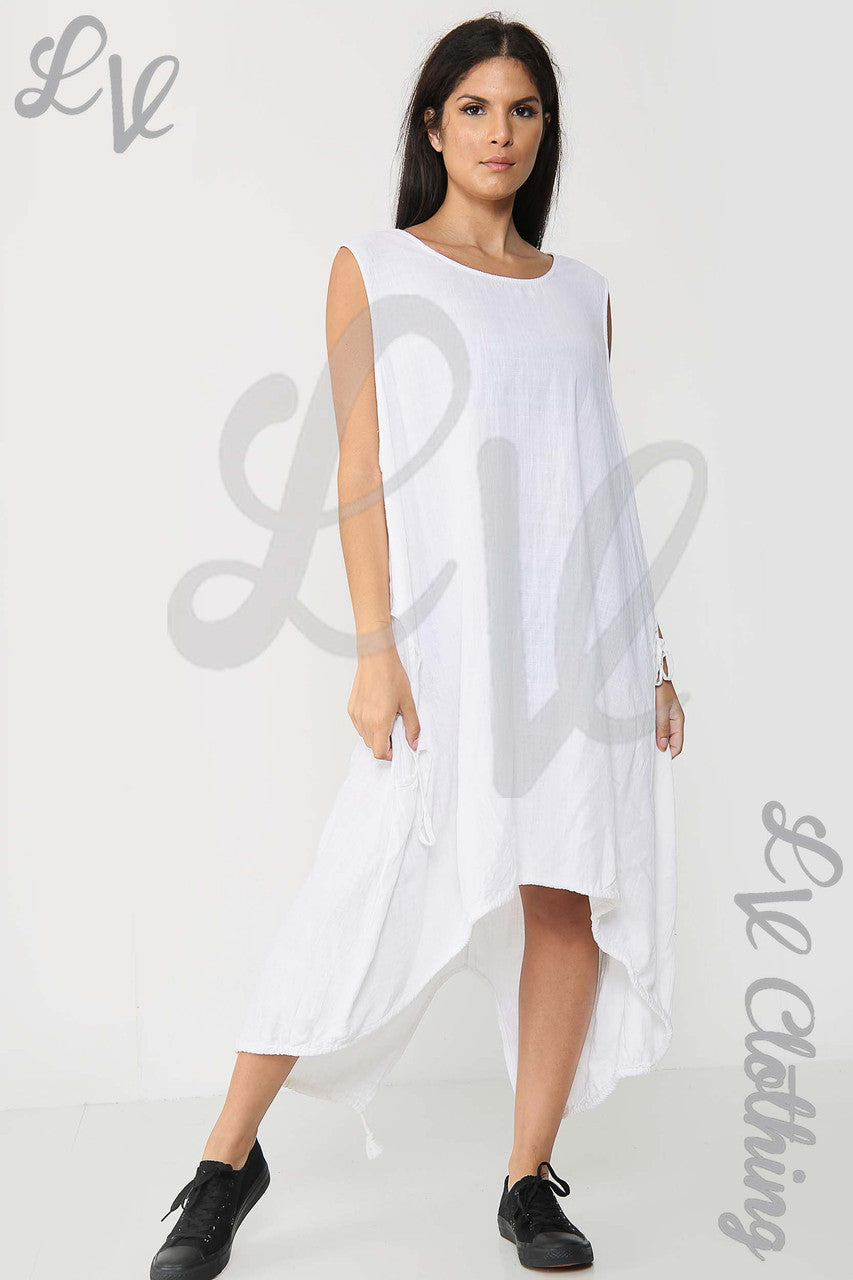 Ladies Crocheted Back Tulip Dress White - Unit Price £15.99