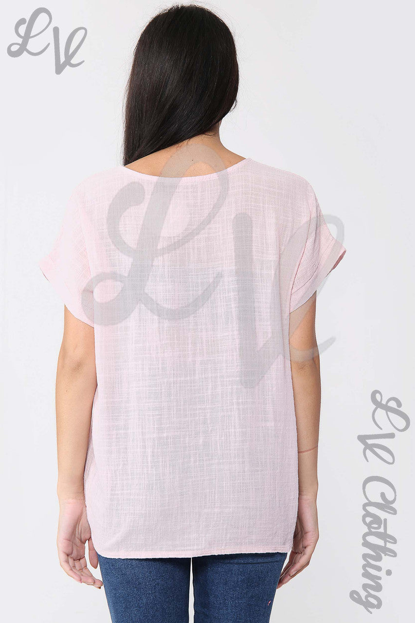Ladies Plain Short Sleeved Top Dusty Pink - Unit Price £9.99