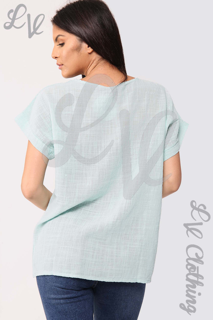 Ladies Plain Short Sleeved Top Mint - Unit Price £9.99