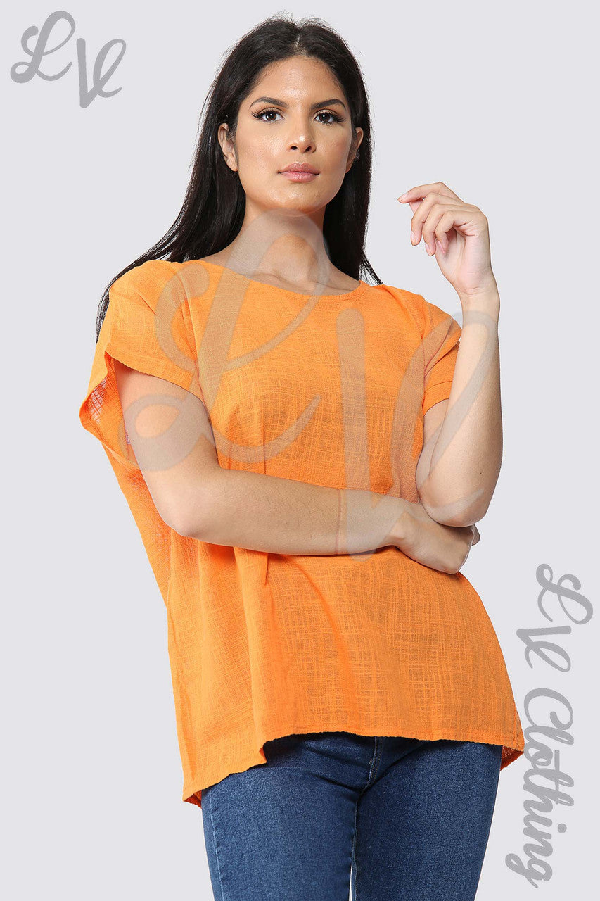 Ladies Plain Short Sleeved Top Orange - Unit Price £9.99