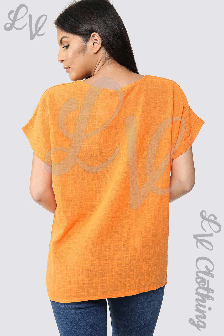 Ladies Plain Short Sleeved Top Orange - Unit Price £9.99