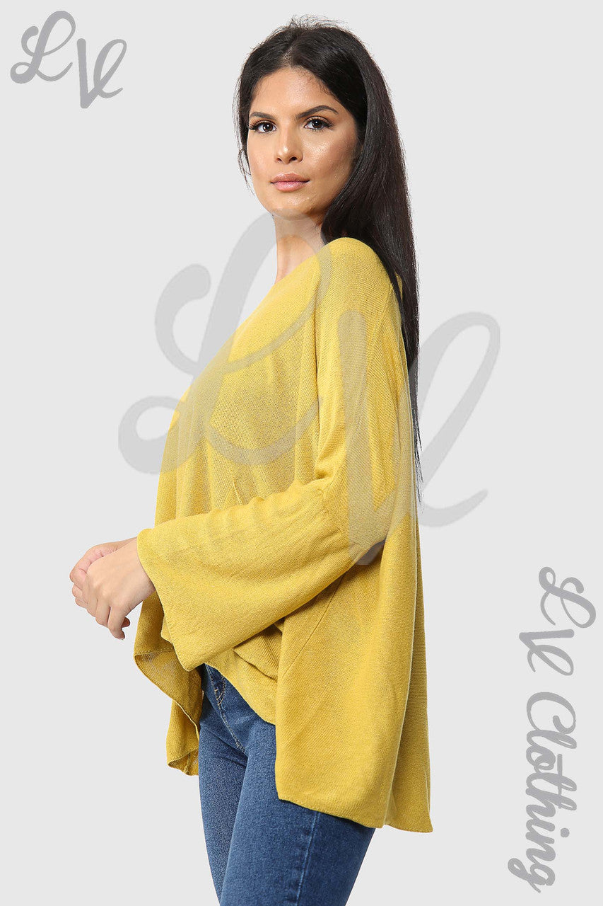 Ladies Plain Fine Knit Long Sleeve Top Mustard - Unit Price £13.99
