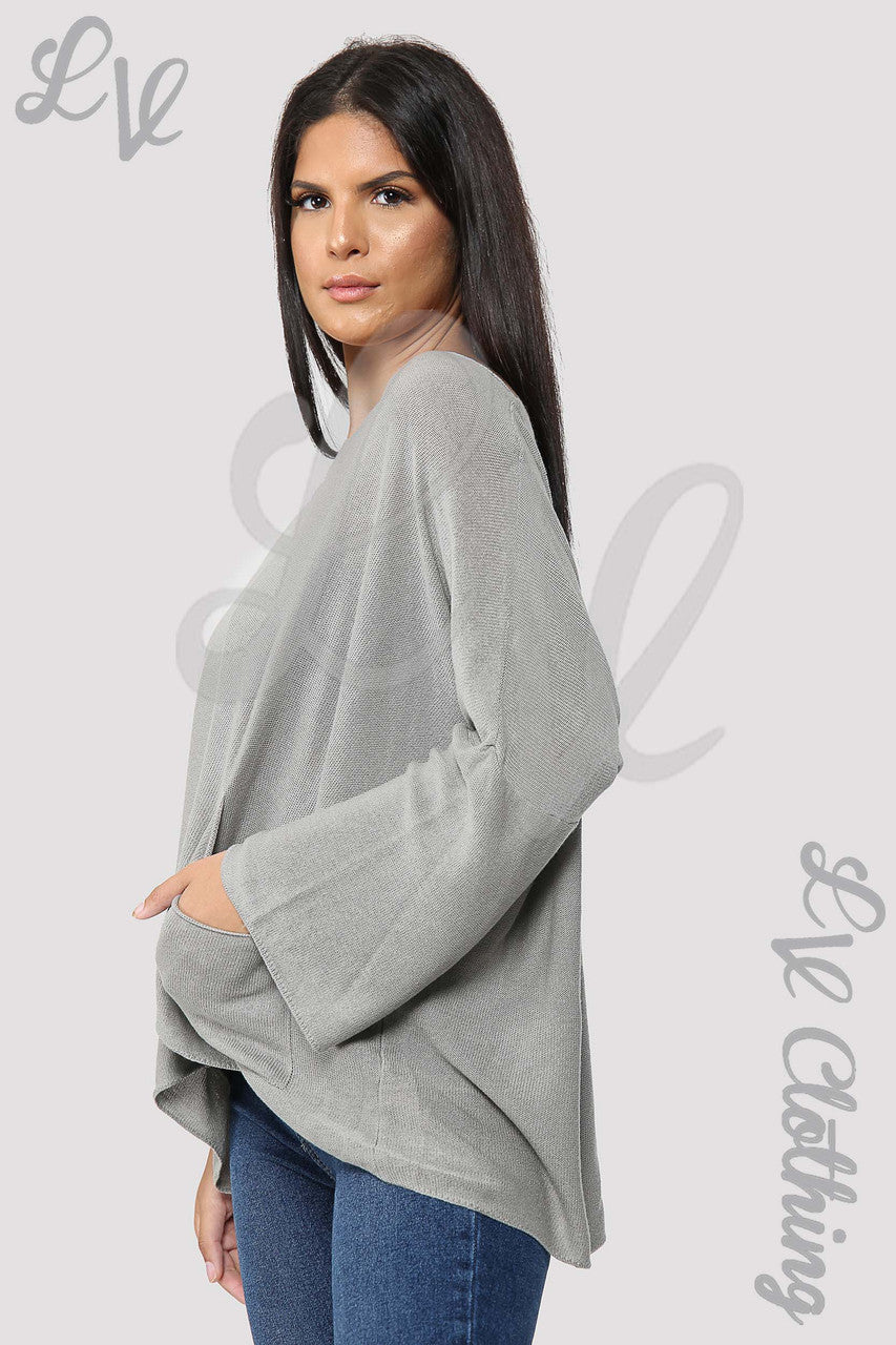 Ladies Plain Fine Knit Long Sleeve Top Taupe - Unit Price £13.99