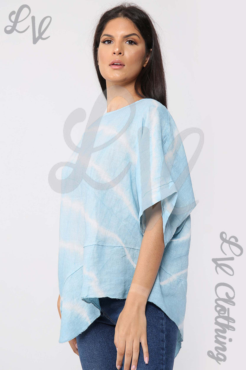 Ladies Tie Dye Asymmetrical Top Tiffany - Unit Price £17.99