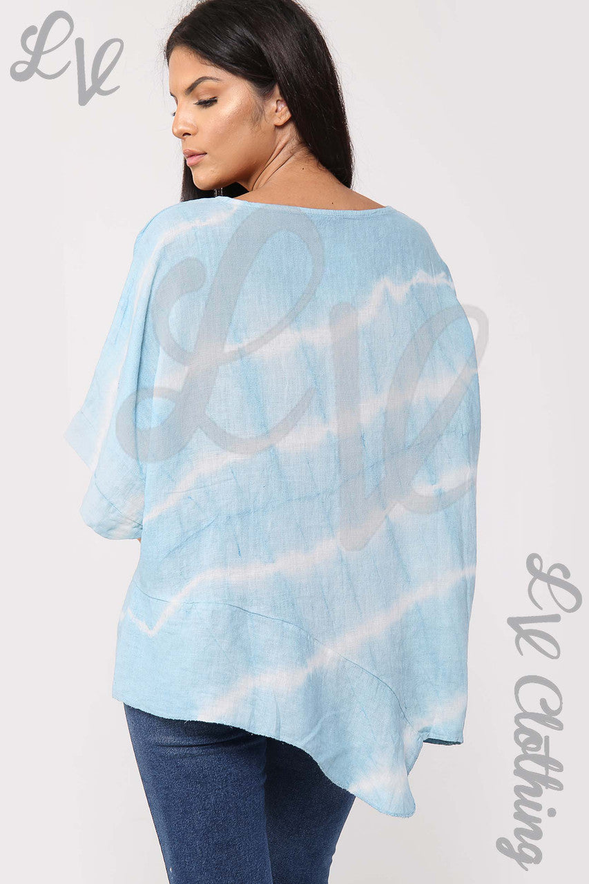 Ladies Tie Dye Asymmetrical Top Tiffany - Unit Price £17.99