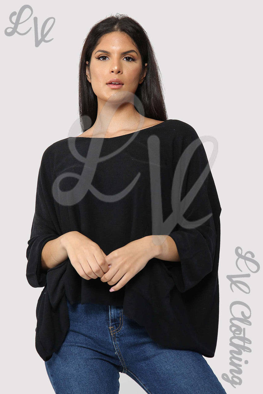 Dames Effen Fijntricot Top met Lange Mouwen Zwart - Prijs per stuk € 13,99