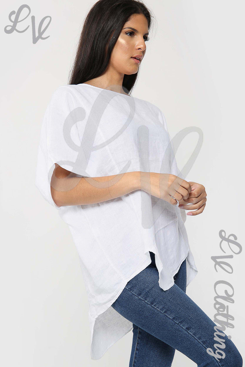 Ladies Tie Dye Asymmetrical Top White - Unit Price £17.99