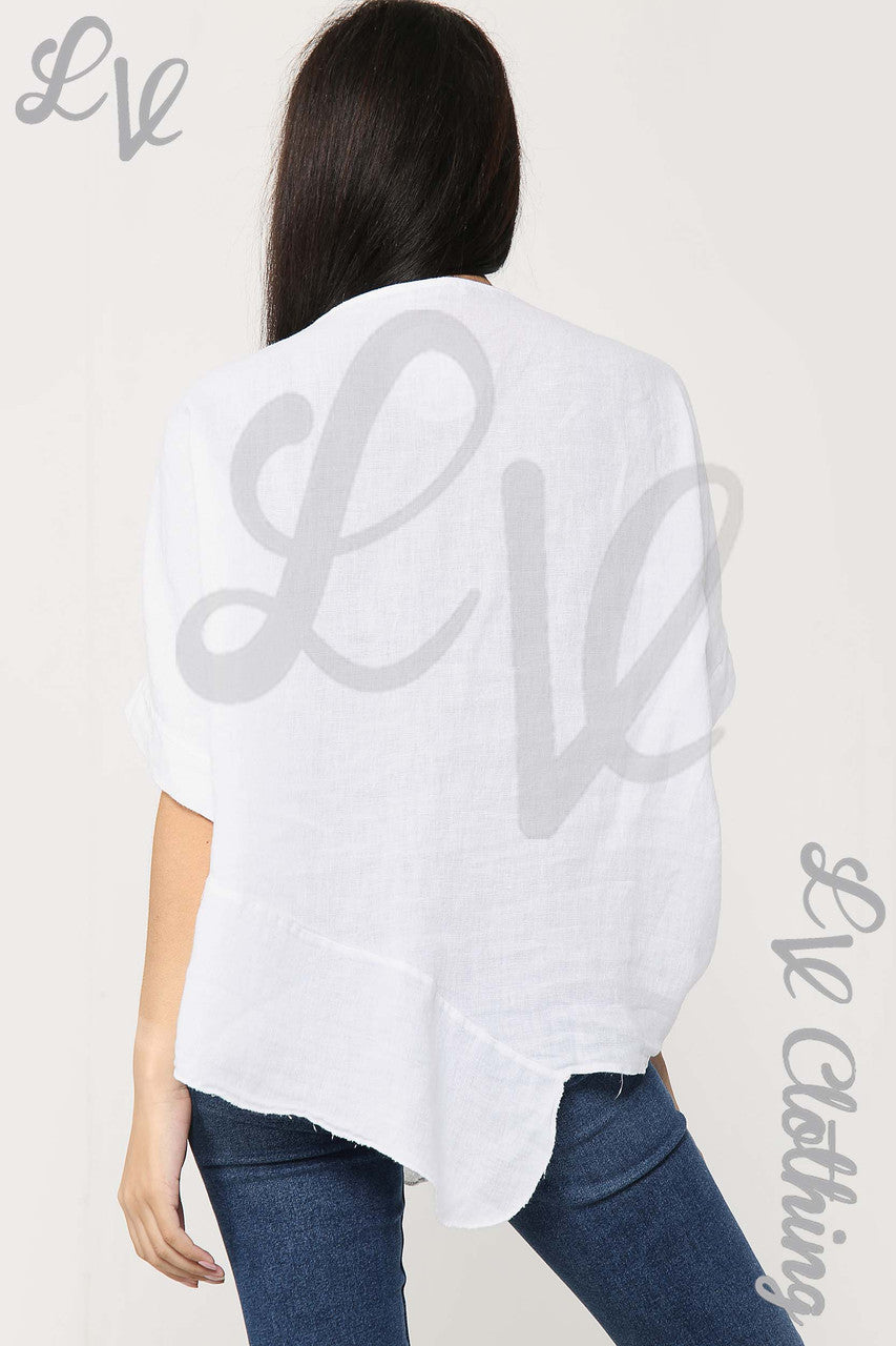 Ladies Tie Dye Asymmetrical Top White - Unit Price £17.99