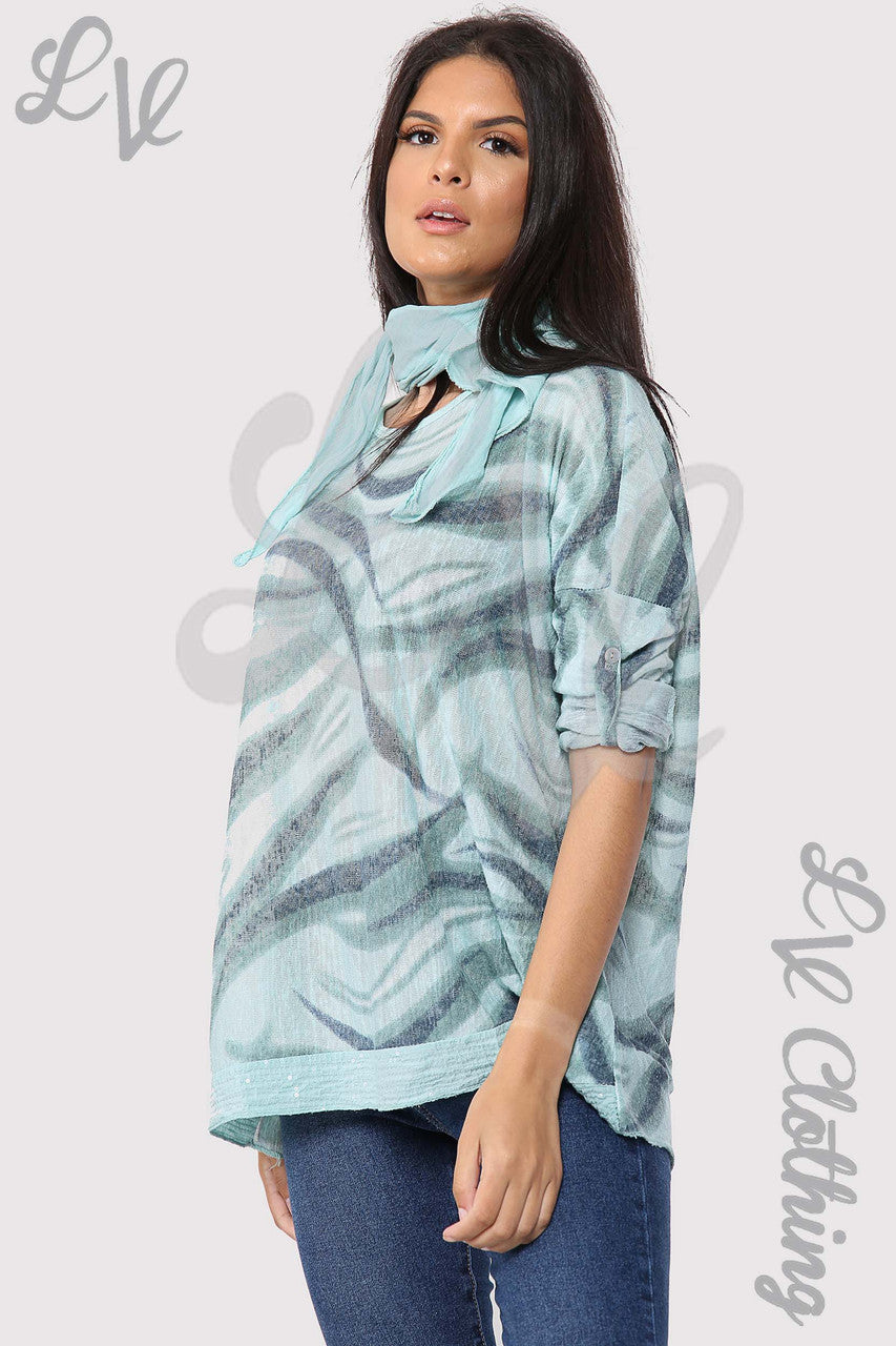 Ladies Swirl Print Scarf Top Tiffany - Unit Price £11.99