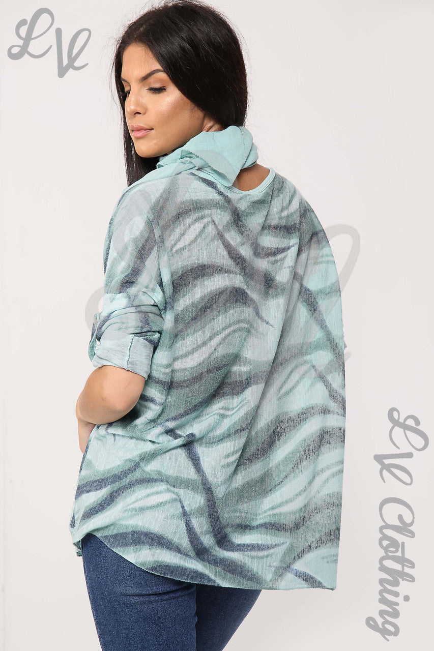 Ladies Swirl Print Scarf Top Tiffany - Unit Price £11.99