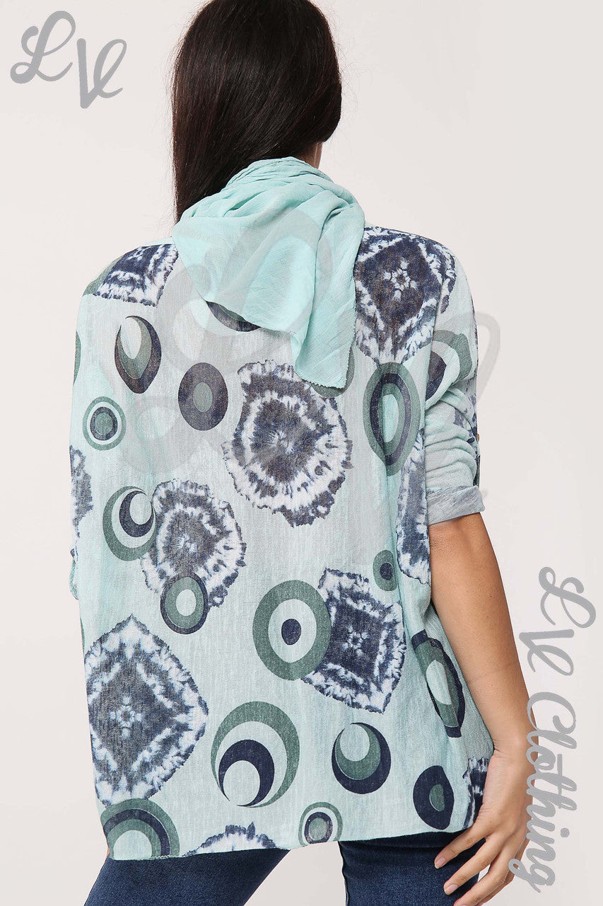 Dames Tie Dye & Cirkelprint Sjaaltop Tiffany - Prijs per stuk € 8,99