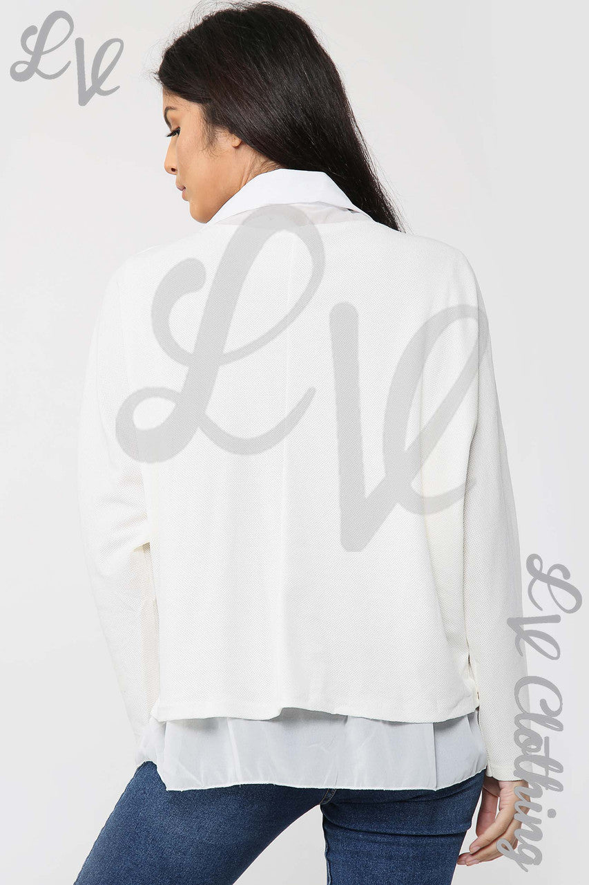 Ladies 2 Piece Layer Blouse & Top Cream - Unit Price £13.99