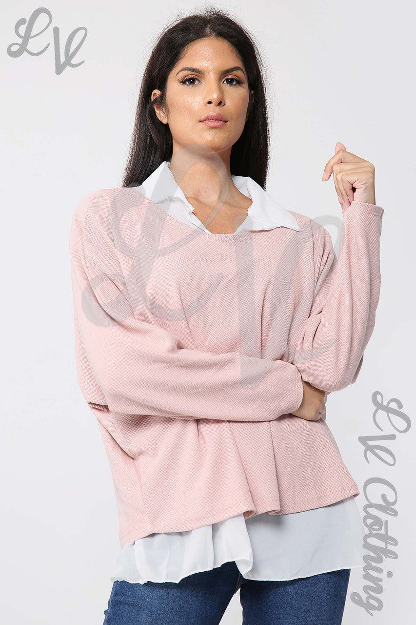 Ladies 2 Piece Layer Blouse & Top Dusty Pink - Unit Price £13.99